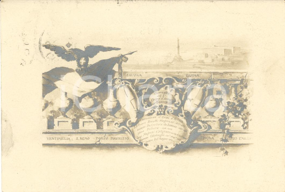 Cartolina originale da collezione 1910 ca GENOVA Comando del 4Â° Corpo d Armata FP VG 1