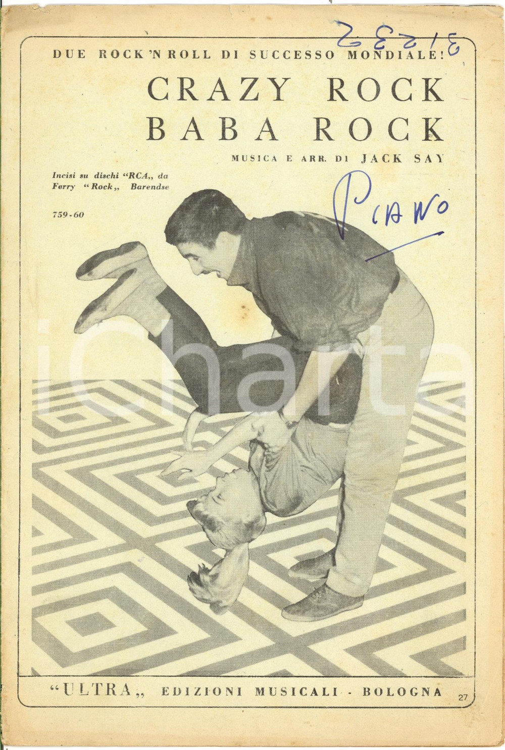 Oggetto da collezione cartaceo 1957 JACK SAY Crazy Rock Baba Rock Spartito 1