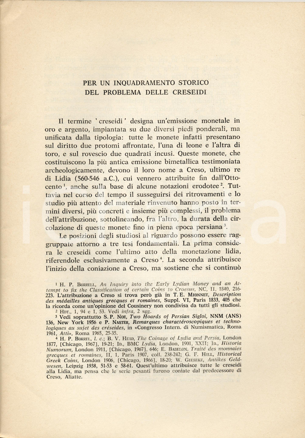 Libro, pubblicazione d epoca 1974 Mario LOMBARDO Storia del problema delle CRESEIDI 1