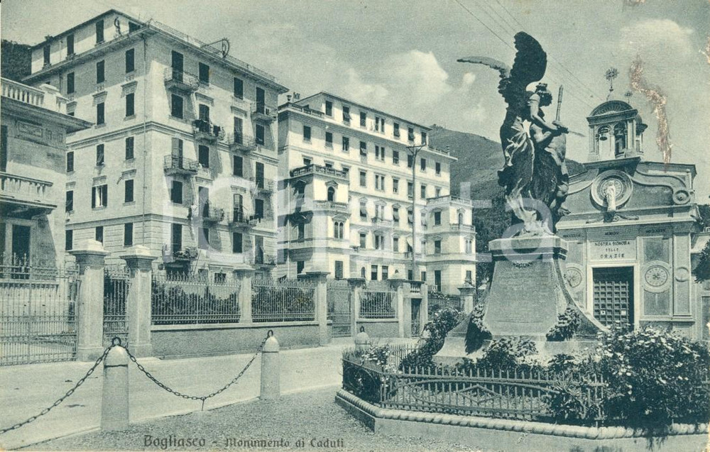 Cartolina originale da collezione 1935 BOGLIASCO GE Veduta del monumento ai Caduti Cartolina postale FP VG 1