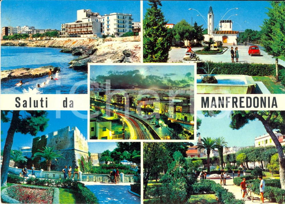 Cartolina originale da collezione 1967 MANFREDONIA (FG) Vedutine a colori Hotel GARGANO 1