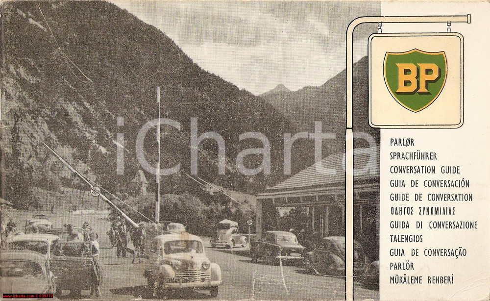 Materiale pubblicitario d’epoca 1950 BRITISH PETROLEUM Guida di conversazione per automobilisti Libretto 1
