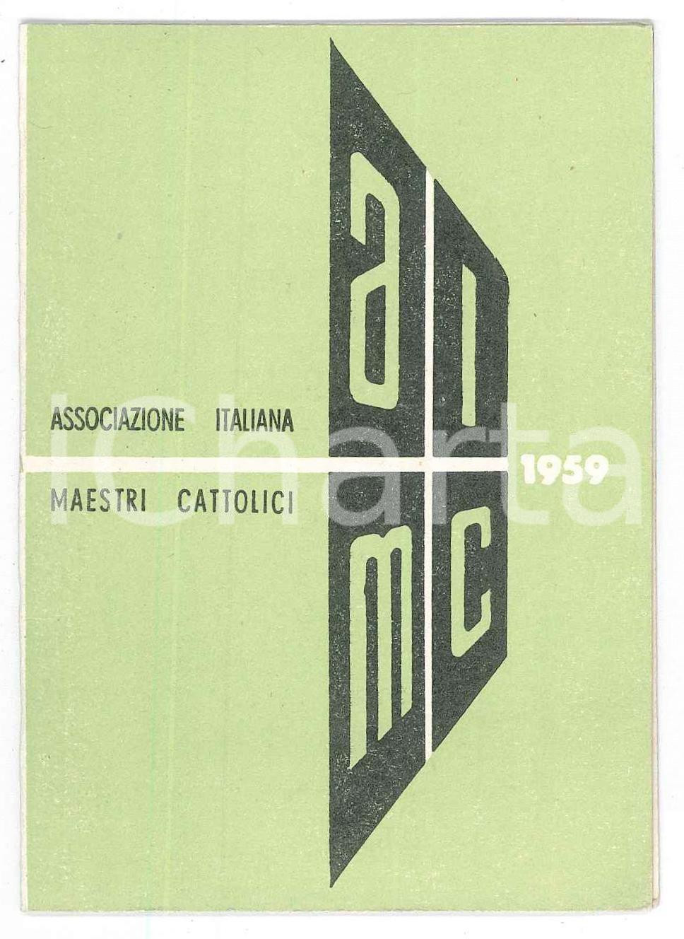 Oggetto da collezione cartaceo 1959 UDINE  AIMC Associazione Italiana Maestri Cattolici  Tessera 7x10 cm 1