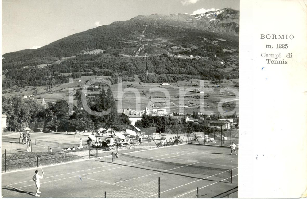 Cartolina originale da collezione 1959 BORMIO SO I campi da tennis Cartolina ANIMATA FG VG 1