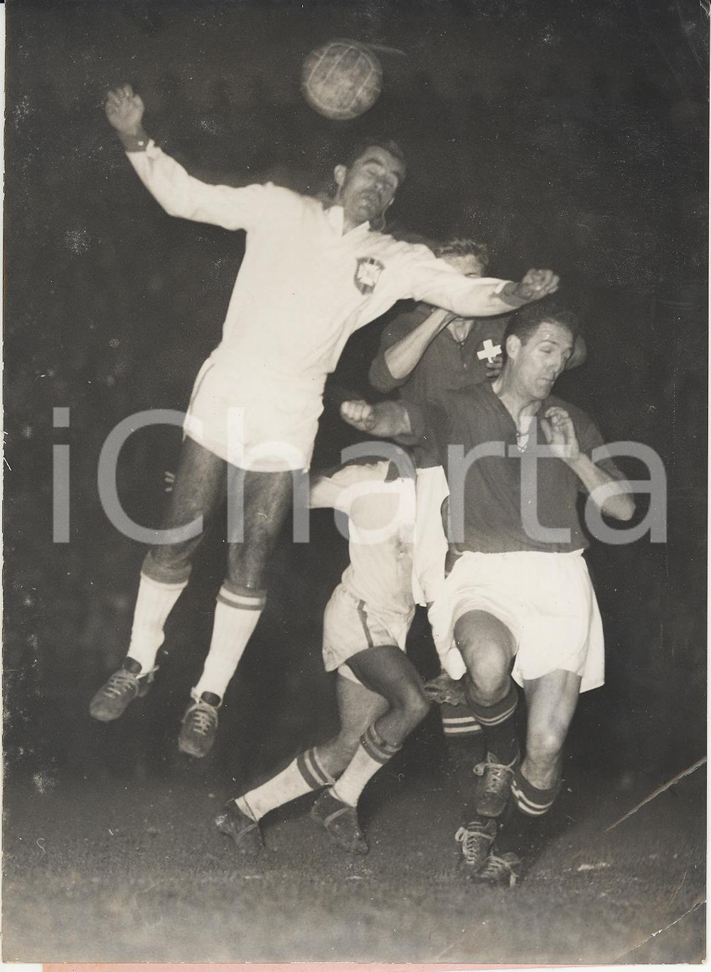 Fotografia d epoca originale 1956 ZURIGO CALCIO Amichevole internazionale Brasile vs Svizzera Foto 13x18 1
