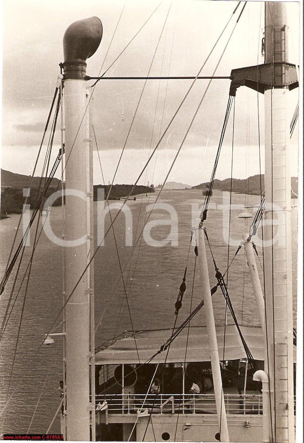 Fotografia d epoca originale 1939 Panama Canal  Pacific Ocean Ship real photo 1