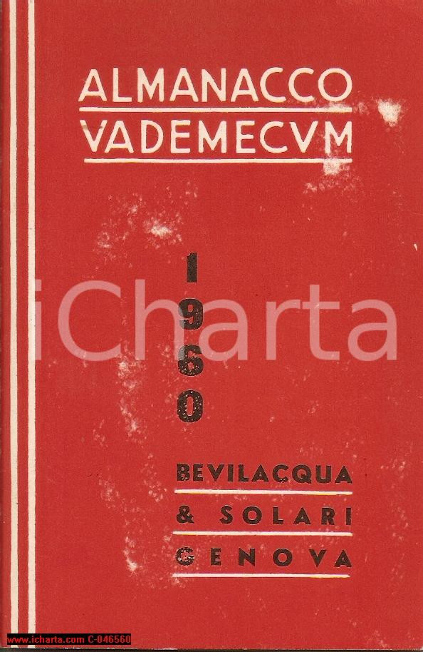 Oggetto da collezione cartaceo 1960 GENOVA Almanacco vademecum BEVILACQUA & SOLARI 1
