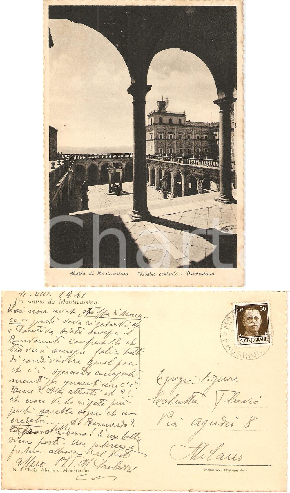 Autografo originale 1941 ABBAZIA DI  MONTECASSINO Abate Edmondo PAOLAZZI di PONTIDA Autografo 1