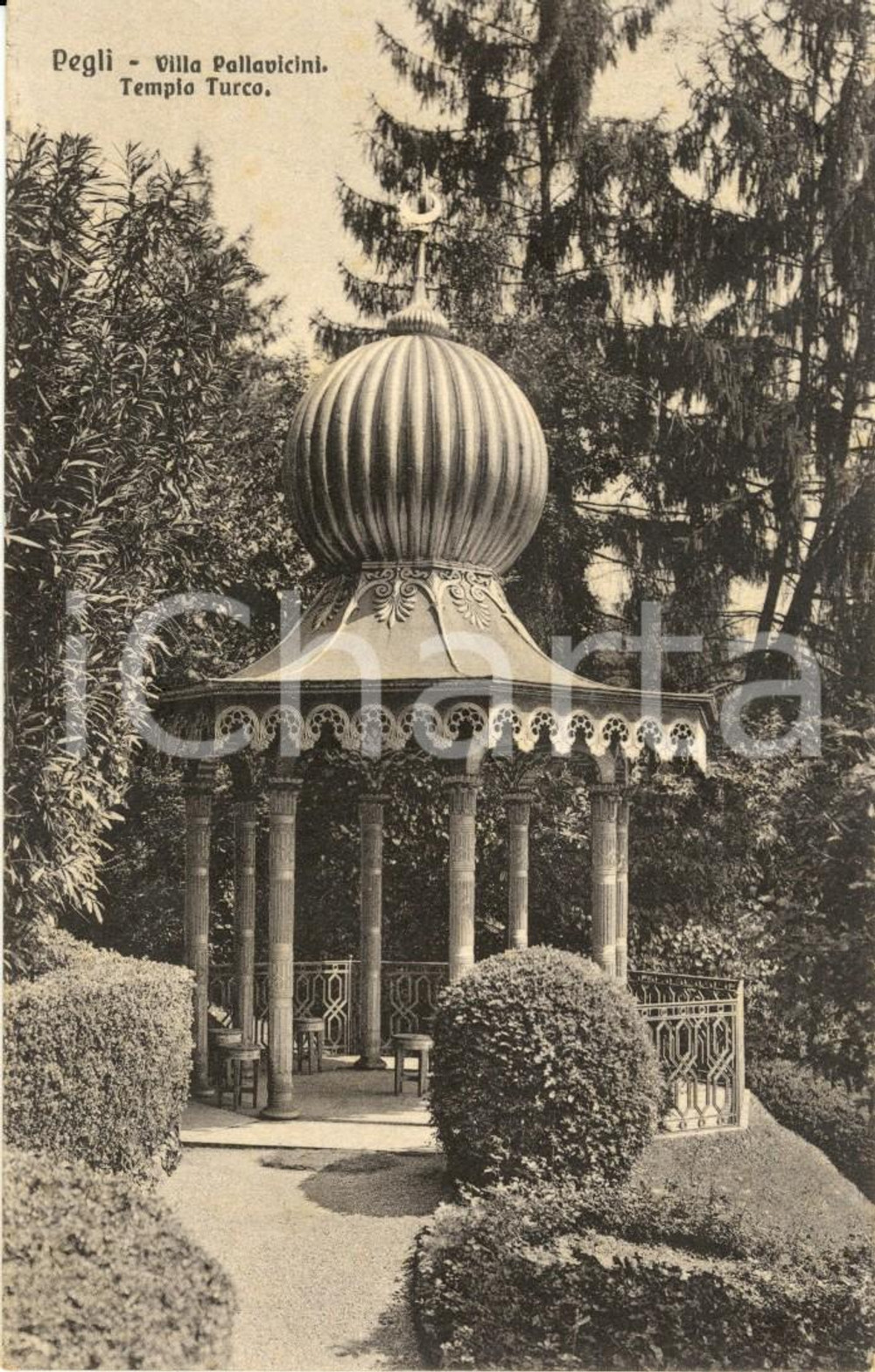 Cartolina originale da collezione 1910 ca GENOVA PEGLI Tempio TURCO a Villa PALLAVICINI *Cartolina FP VG 1