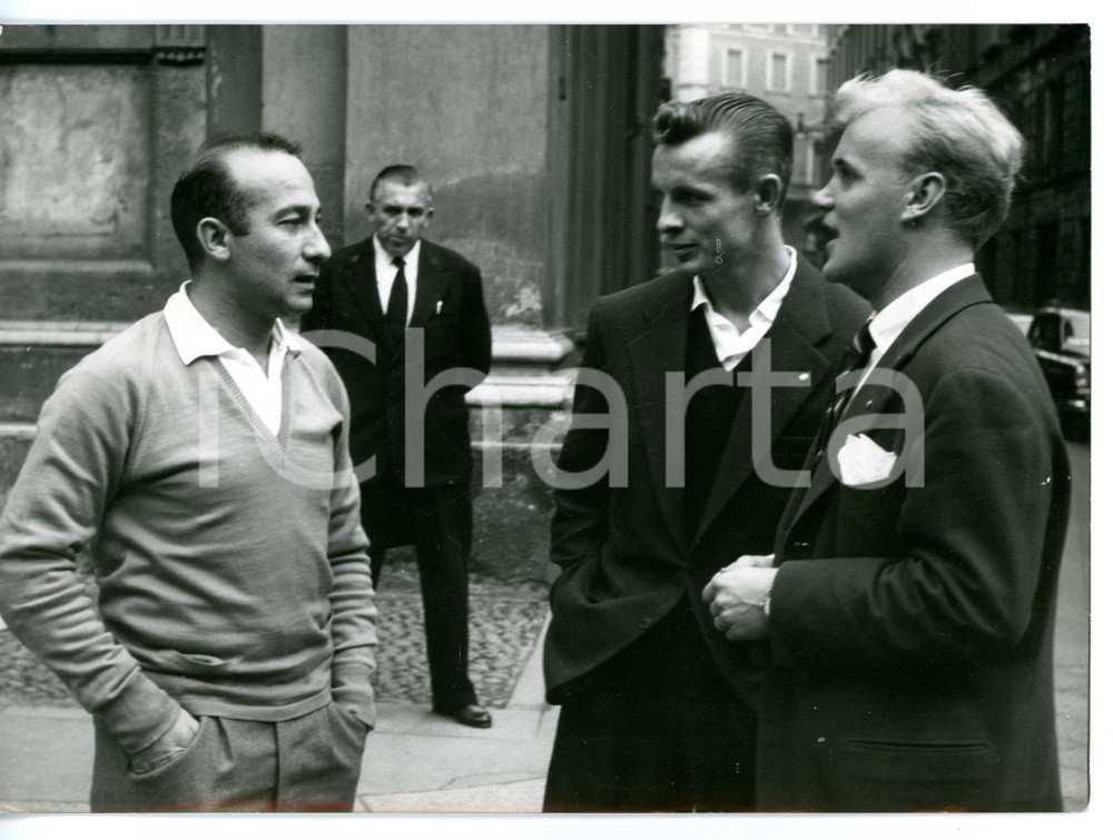 1955 MILANO CALCIO Jan ARONSSON - Eduardo RICAGNI - Lennart SKOGLUND *Foto 18x13