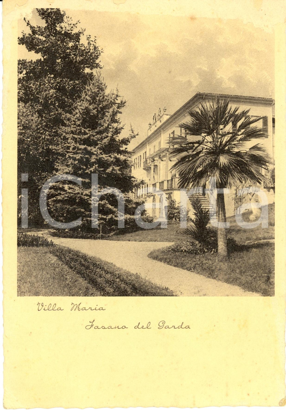 Cartolina originale da collezione 1940 FASANO DEL GARDA (BS) Esterno dell'albergo VILLA MARIA *Cartolina FG VG 1