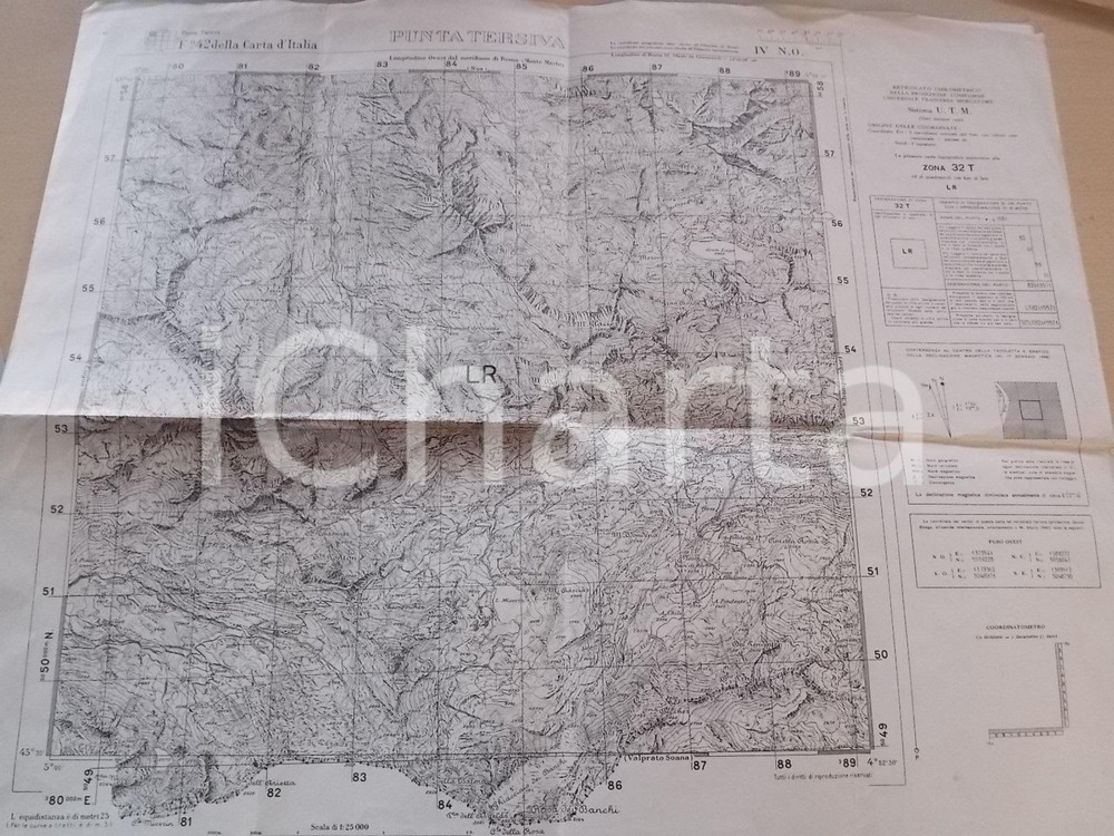 Mappa, planimetria storica 1935 ca Istituto Geografico Militare CARTA D ITALIA  PUNTA TERSIVA AO Mappa 1