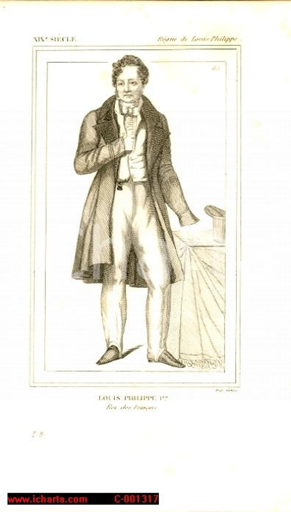 Stampa, bozzetto originale 1852 REGNE DE LOUIS PHILIPPE I Roi des français  Costumes français Stampa CAMUS 1