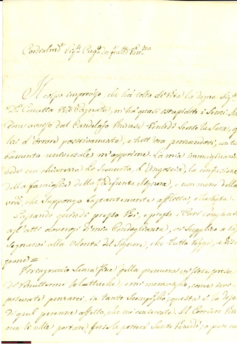 Manoscritto, lettera originale 1820 CHIARAMONTE GULFI RG Orrore per la morte di donna Concetta 1