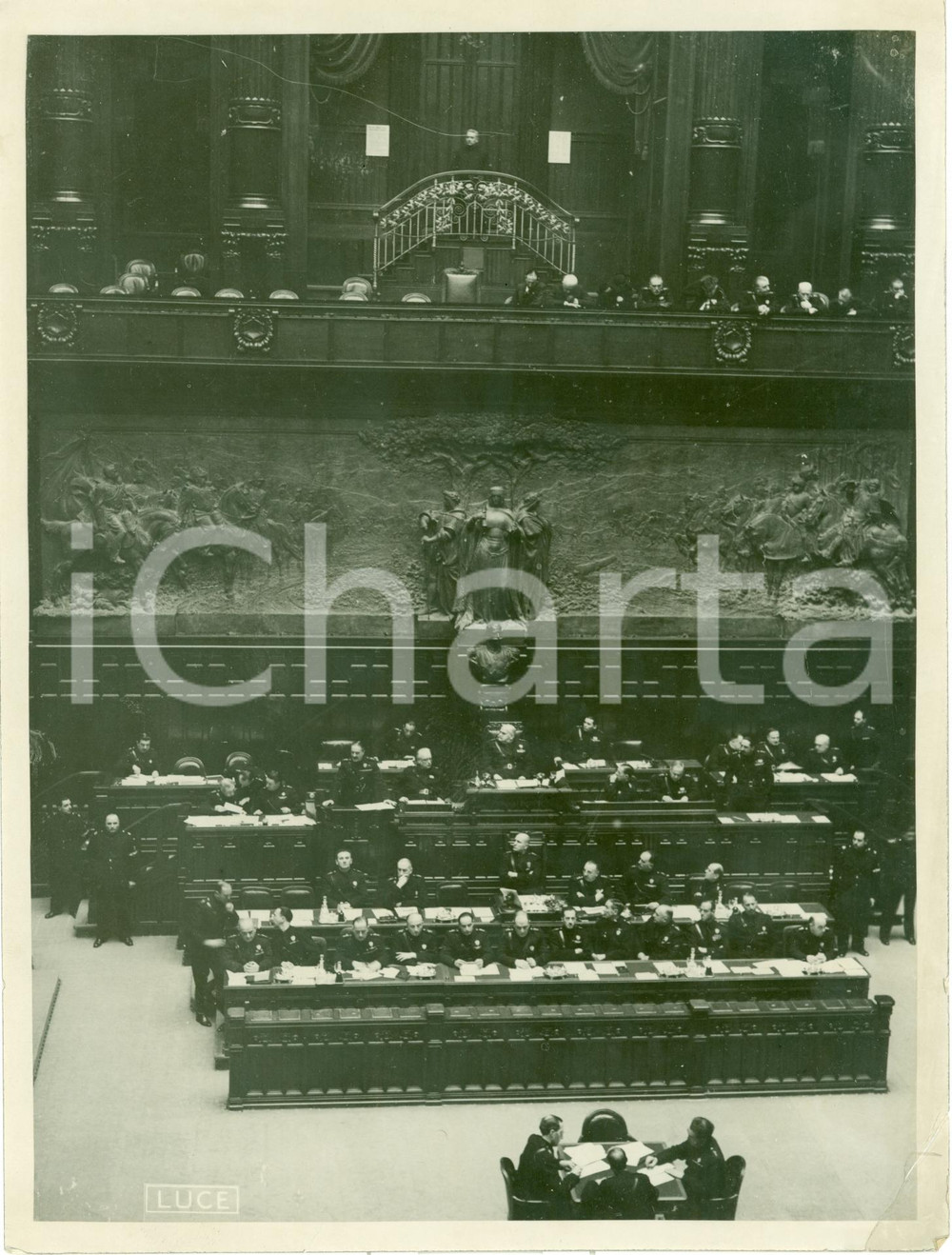 Fotografia d epoca originale 1936 ROMA Convegno italoaustroungherese CAMERA Deputati con MUSSOLINI Foto 1
