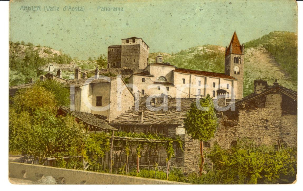 Cartolina originale da collezione 1920 ca ARVIER (AO) Panorama del paese Cartolina FP NV 1