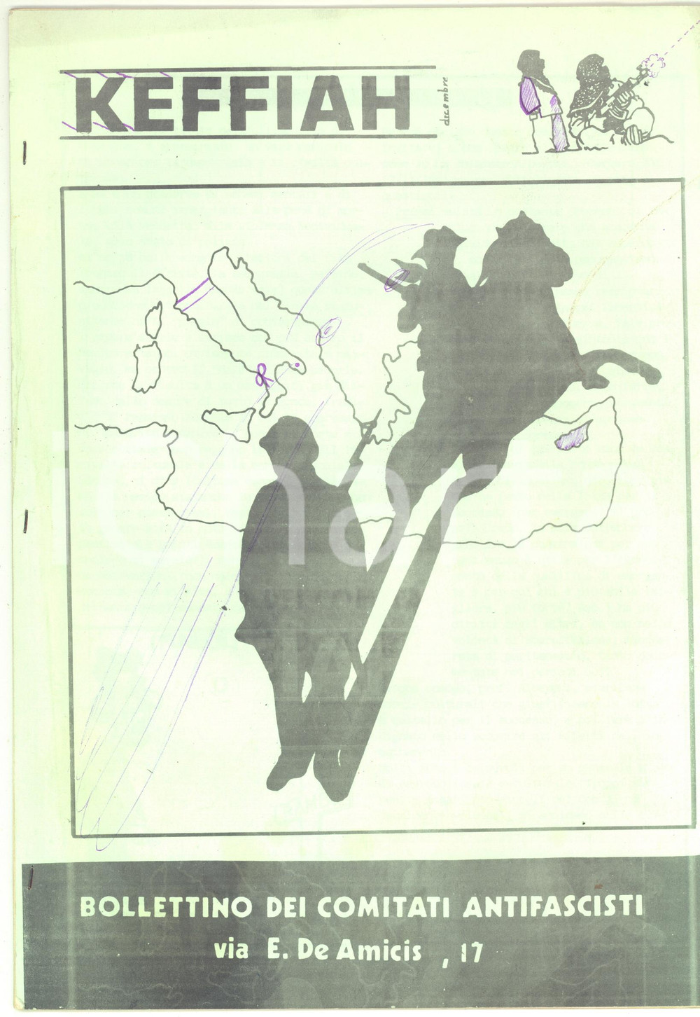 Giornale, rivista storica 1986 MILANO KEFFIAH Strage Piazza Fontana  Bollettino Comitati Antifascisti 1