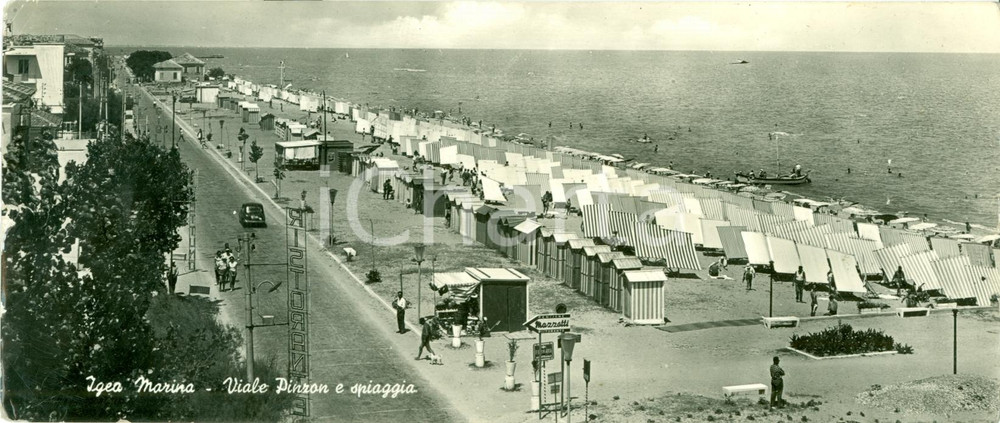 Cartolina originale da collezione 1955 ca BELLARIA IGEA MARINA Viale PINZON e spiaggia FG 1