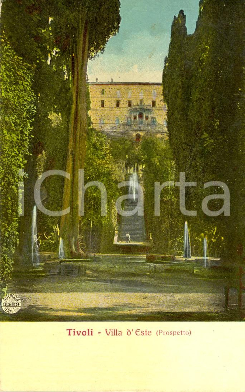1914 TIVOLI (ROMA) Prospetto panoramico di Villa D'ESTE *Cartolina FP VG