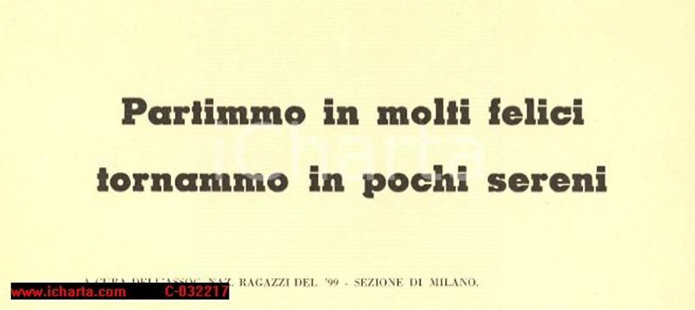 Oggetto da collezione cartaceo 1950 RAGAZZI DEL '99 Partimmo in molti felici... 1