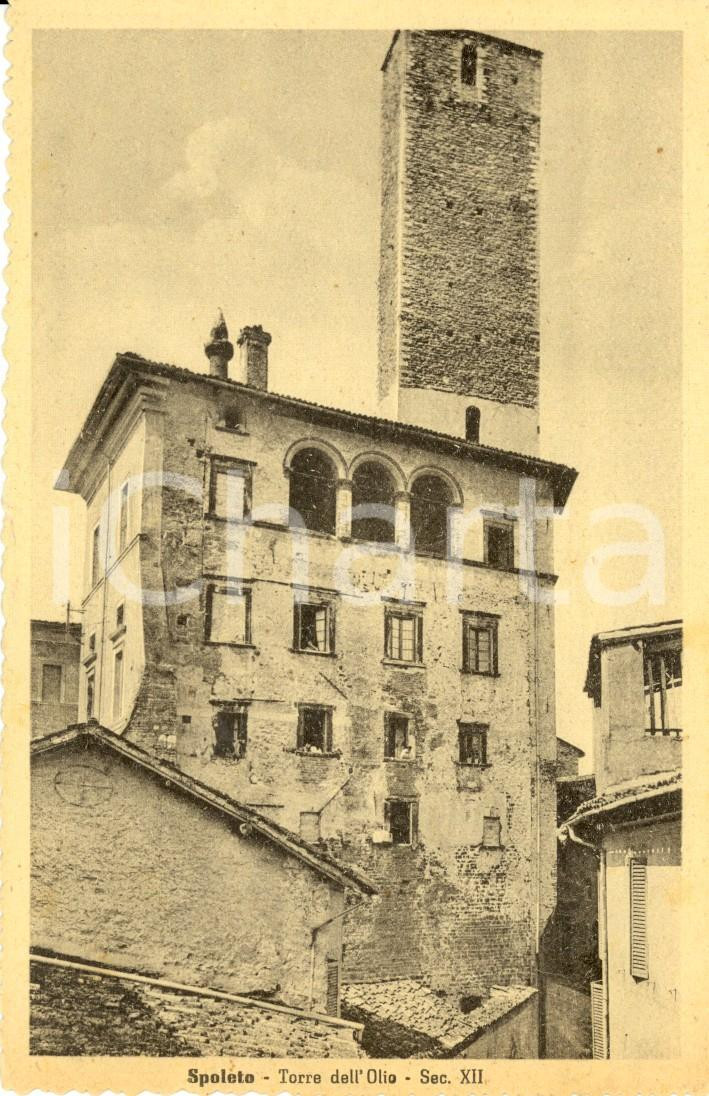 Cartolina originale da collezione 1943 SPOLETO (PG) Veduta della Torre dell'OLIO *Cartolina postale FP NV 1