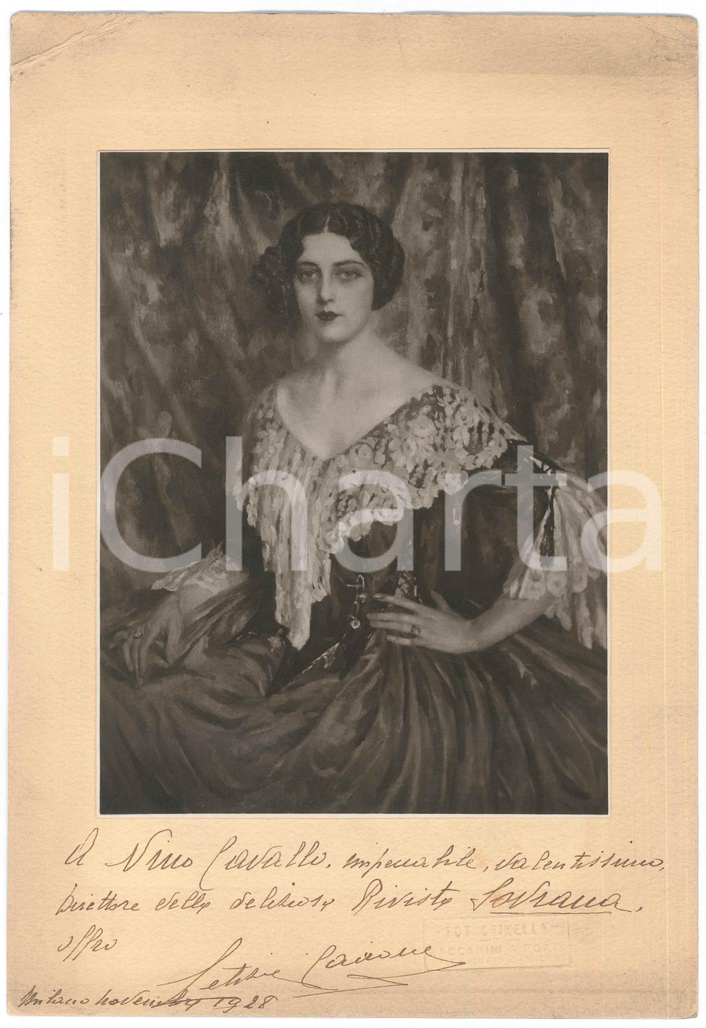 1928 MILANO Soprano Letizia CAIRONE - Ritratto *Foto con AUTOGRAFO 22x32 cm