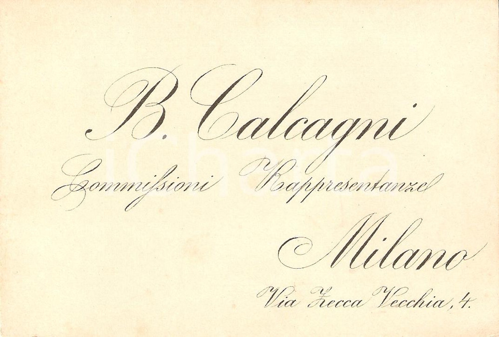 Oggetto da collezione cartaceo 1930 ca MILANO Commissioni Rappresentanze B. CALCAGNI 1