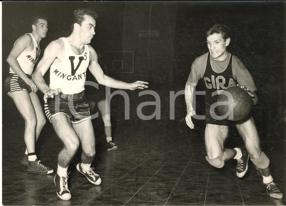 1953 BASKET GIRA - VIRTUS BOLOGNA 63-50 Giorgio BONGIOVANNI in azione *Foto 