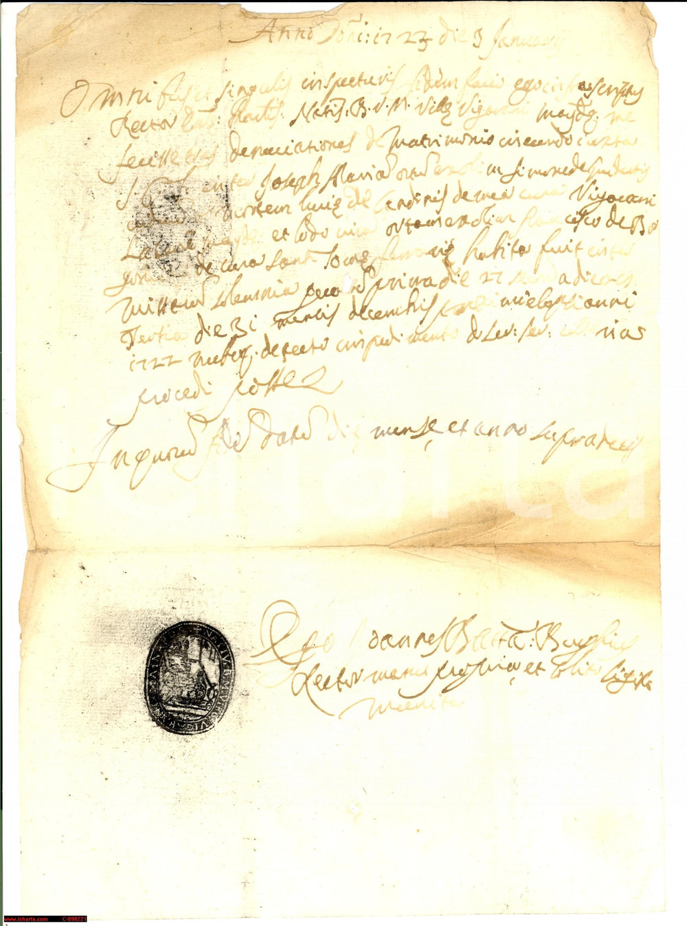 Documento originale, autentico 1723 VIGARANO MAINARDA FE Nozze GAUDENZI e BERGOMI 1