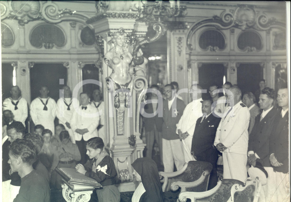 Fotografia d epoca originale 1934 Motonave SATURNIA Crociera GUF  Prima Comunione balilla POLI Foto 30x25 1