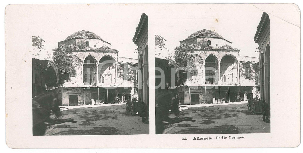 1905 ATHÈNES Petite mosquée - Stereoview STEGLITZ BERLIN n. 53 Fotografia stereoscopica d'epoca.EDITORE: Steglitz-Berlin   GOOD/buono  Formato: 18x9 cm originale e autentica 1