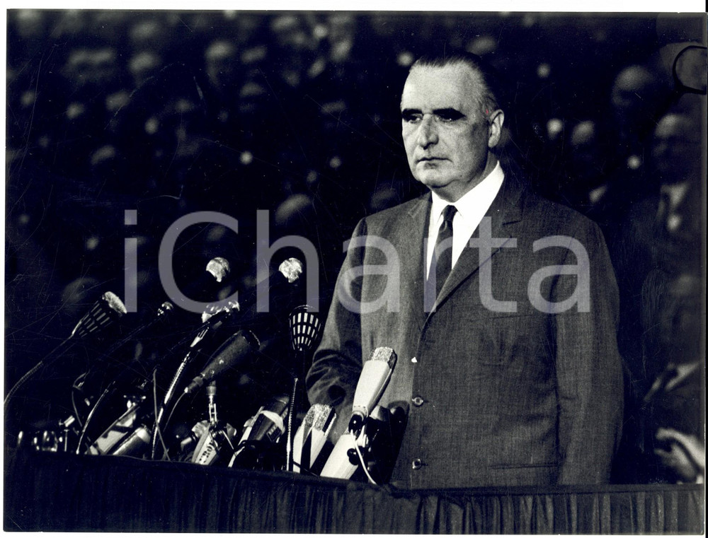 Fotografia d epoca originale 1960 ca PARIS Georges POMPIDOU durante una conferenza stampa Fotografia 1