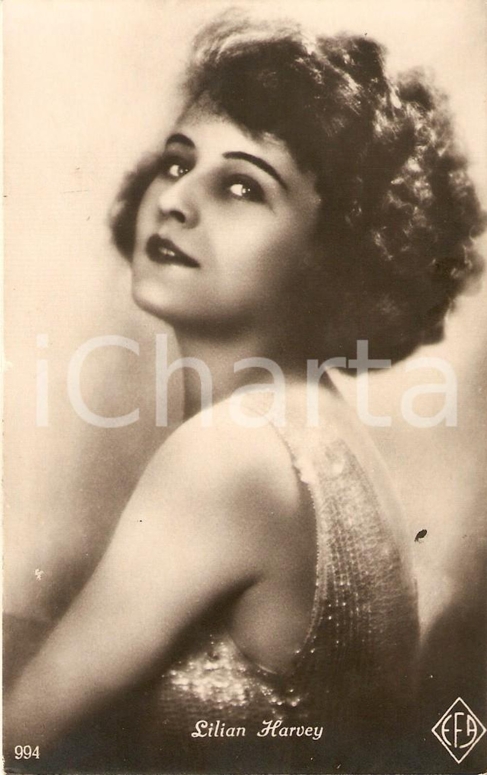 Cartolina originale da collezione 1930 ca CINEMA Actress Lilian HARVEY Portrait with dress *Cartolina FP NV 1