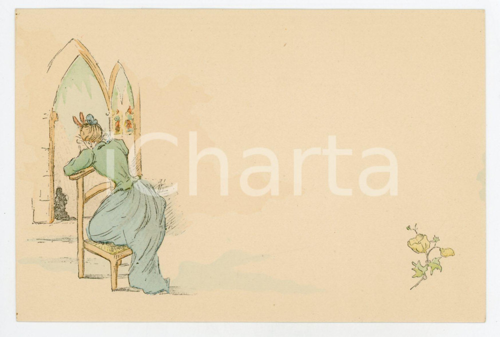 1900 ca FRANCE COSTUMES Femme priant - ART NOUVEAU Carte postale FP NV  Cartolina postale d'epoca, non viaggiata.CONDIZIONI: FAIRFORMATO: FP    originale e autentica 1