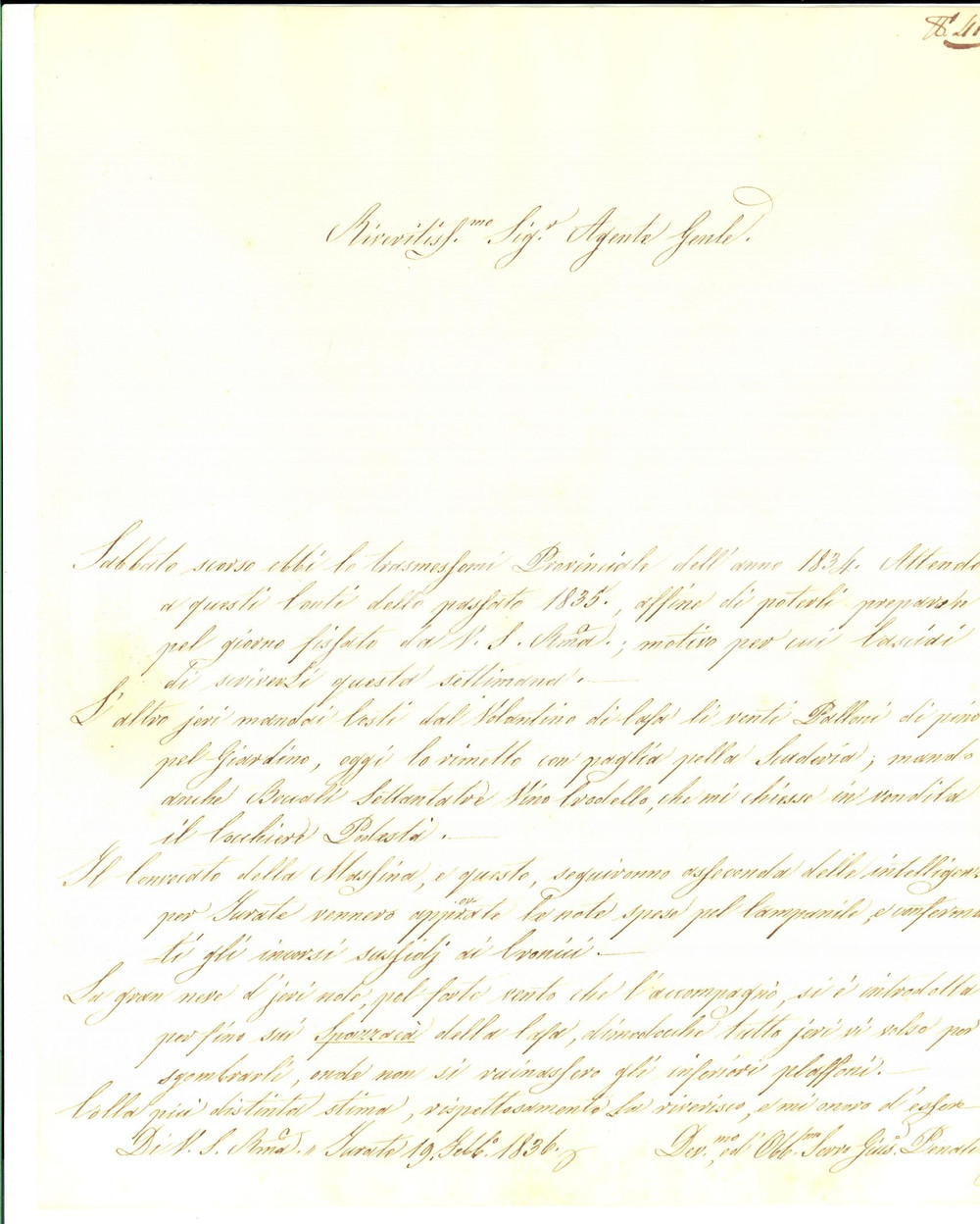 Documento originale, autentico 1836 TURATE CO Invio di palloni di pino e boccali vino crodello Lettera 1