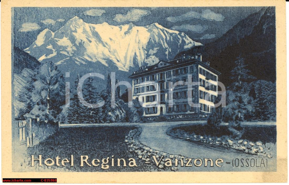 Cartolina originale da collezione Vanzone Ossola anni  30  Hotel Regina Illustrata 1