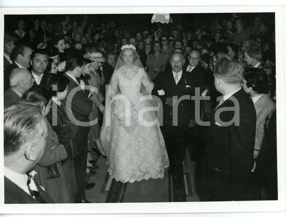 1957 TORINO Annunciatrice Maria Teresa RUTA il giorno del matrimonio *Foto 18x13