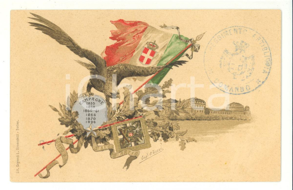 Cartolina originale da collezione 1900 ca 5Â° REGGIMENTO ARTIGLIERIA *Ill. Cap. P. Tozzi - Cartolina 1
