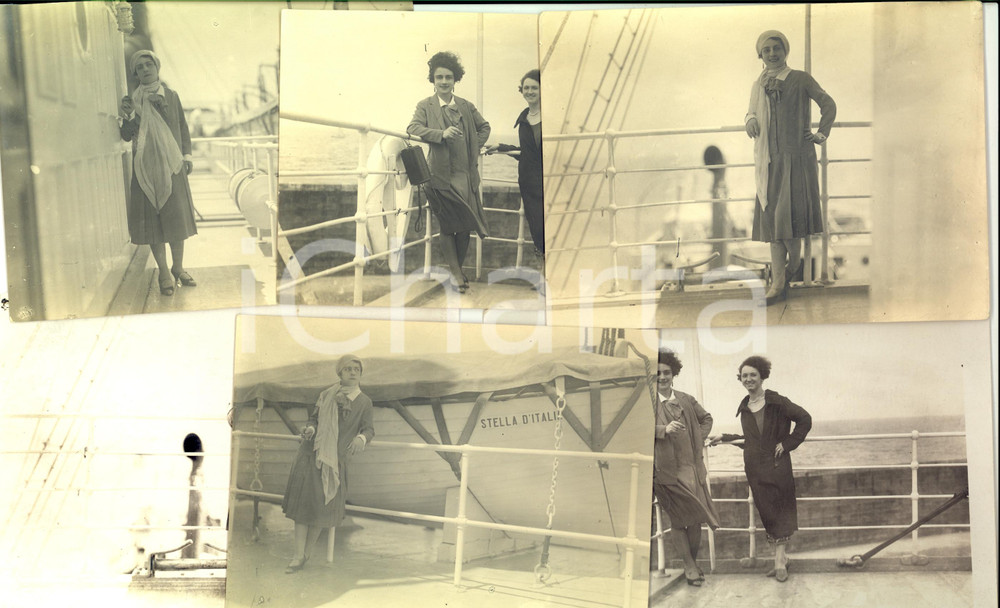 Fotografia d epoca originale 1926 Lotto 6 fotografie  Viaggiatrici su nave STELLA D ITALIA 1