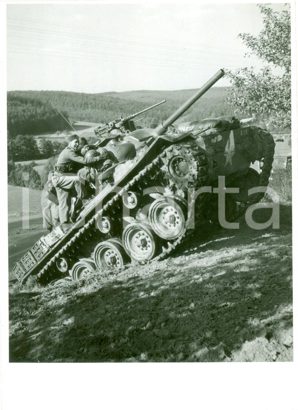 Fotografia d epoca originale 1951 KINZIGTAL DE Carro armato grandi manovre americane Fotografia 1
