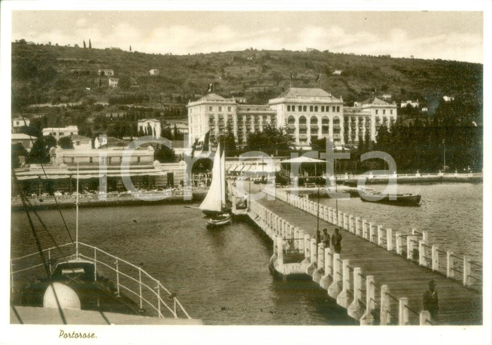 Cartolina originale da collezione 1939 PIRANO SLOVENIA Veduta del molo di PORTOROSE Cartolina postale FG NV 1