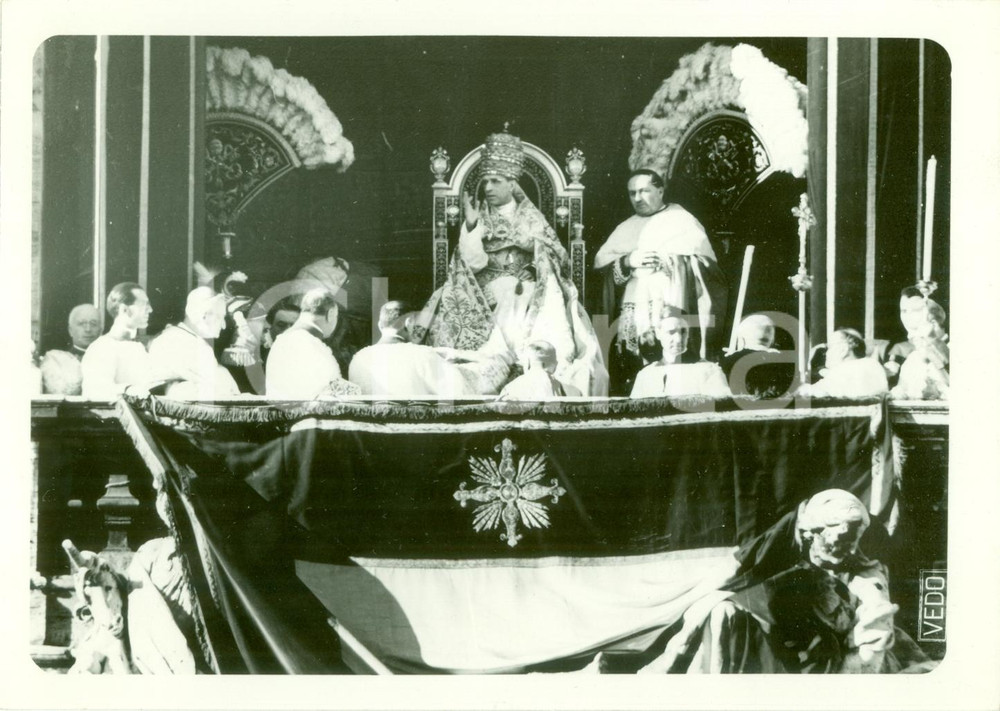 Fotografia d epoca originale 1939 ROMA Papa PIO XII benedice folla Festa IMMACOLATA CONCEZIONE Fotografia 1