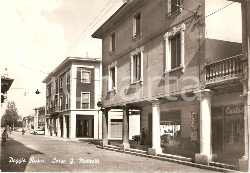 Cartolina originale da collezione 1964 POGGIO RUSCO (MN) Corso Giacomo MATTEOTTI *Cartolina ANIMATA FG VG 1
