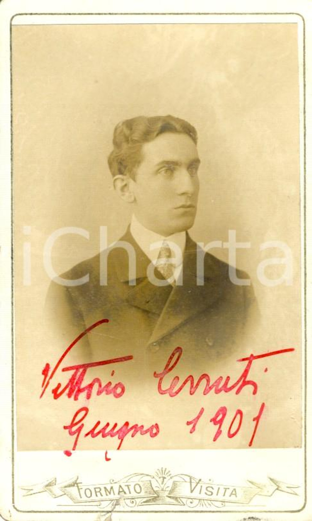Fotografia d epoca originale 1901 TORINO Ritratto di Vittorio CERRUTI universitario Foto FIORINO 1