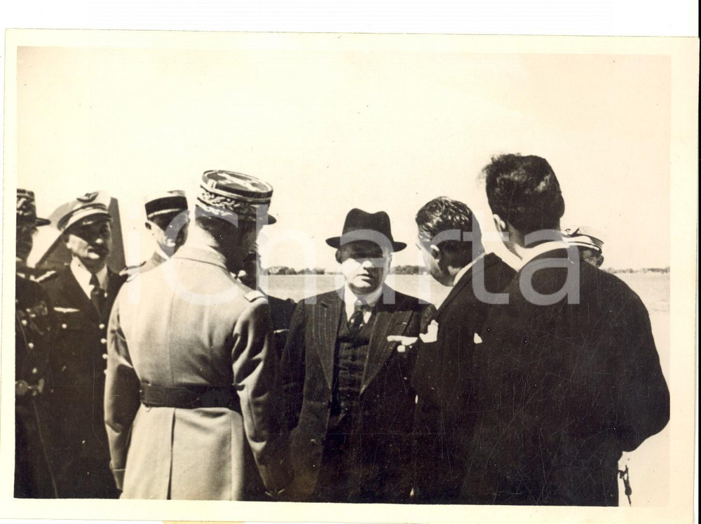 Fotografia d epoca originale 1938 PARIS Incontro tra un politico e ufficiali dell ARMEE FRANCAISE Foto 13x18 1