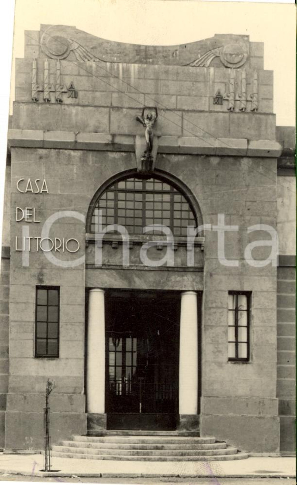 Fotografia d epoca originale 1939 RHO MI Ingresso della Casa del LITTORIO Foto 1