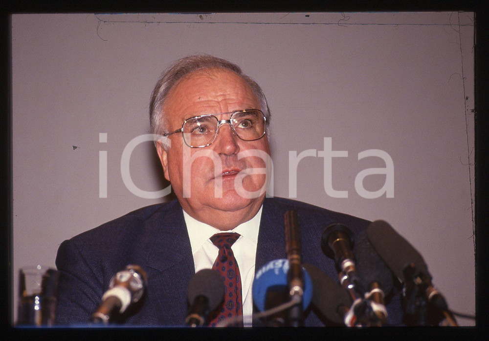 35mm vintage slide* 1990 ca ITALIA Helmut KOHL in conferenza stampa - CDU (1)