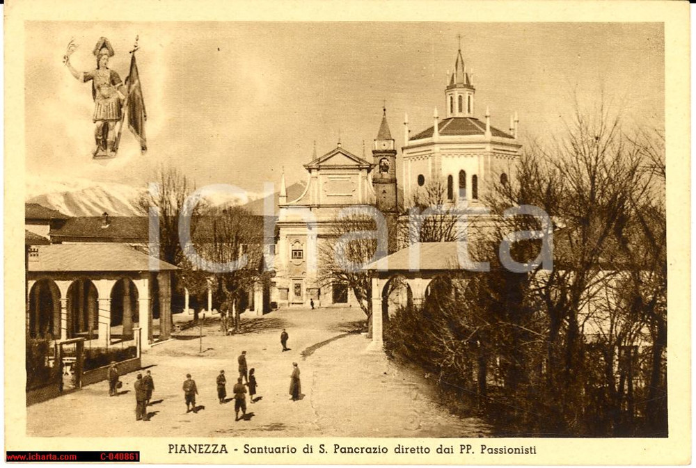 Cartolina originale da collezione 1925 Pianezza  Santuario S. Pancrazio Animata NV 1