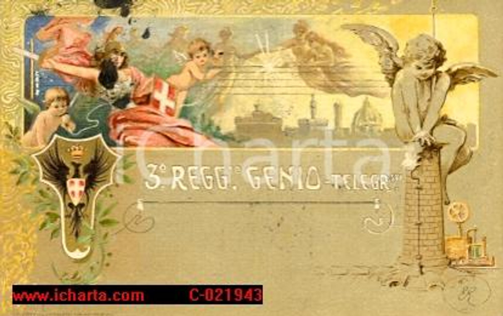 Cartolina originale da collezione 1907 Terzo Reggimento Genio Telegrafisti 1