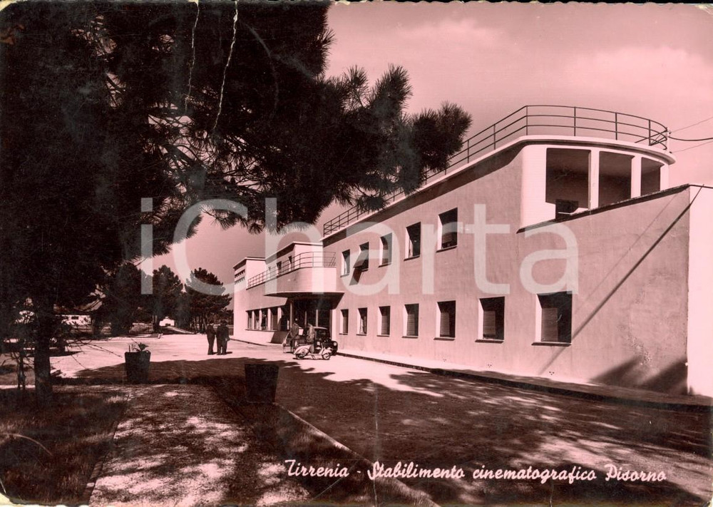 Cartolina originale da collezione 1953 TIRRENIA PI Stabilimento cinematografico PISORNO Cartolina ANIMATA FG VG 1